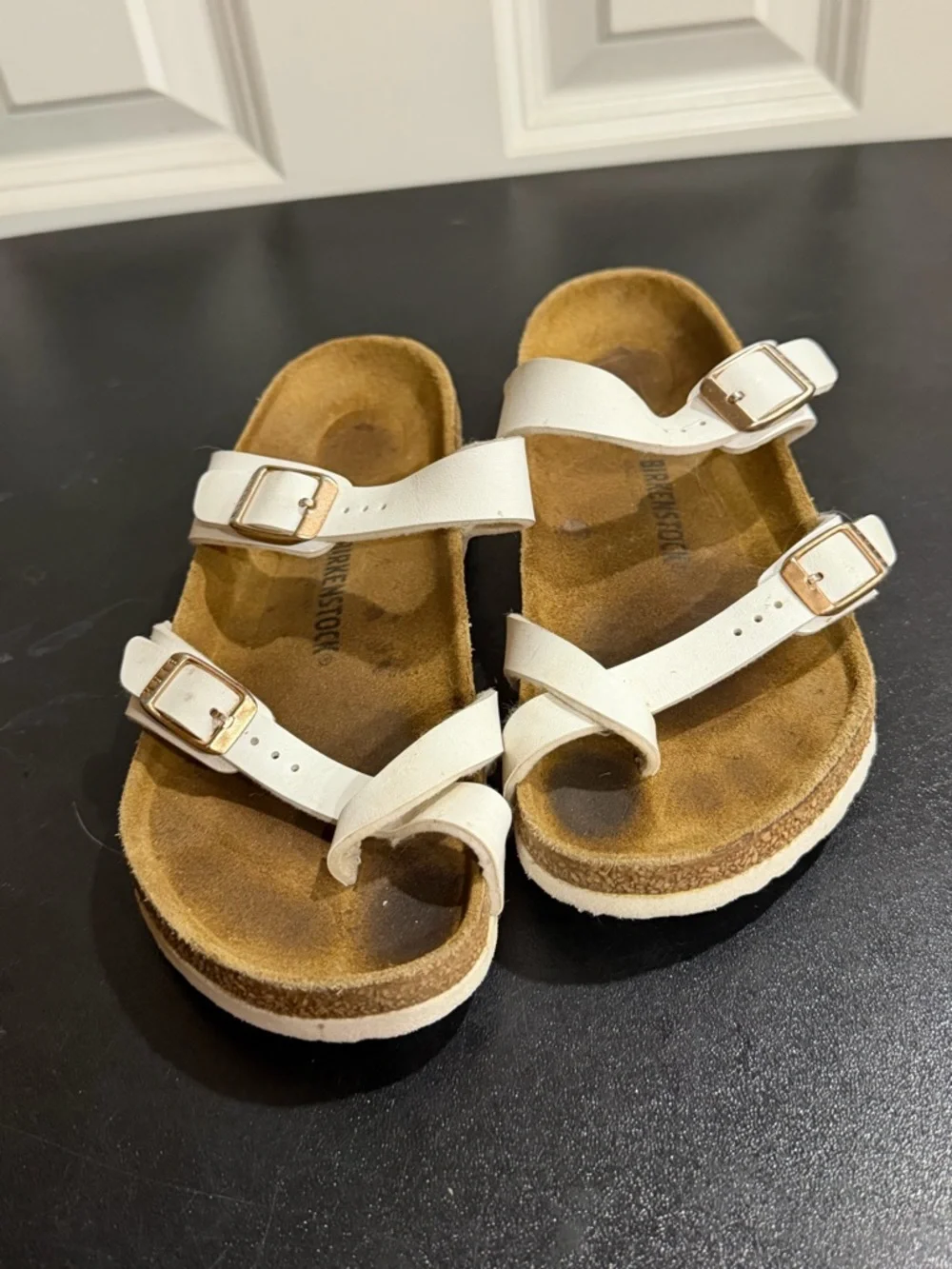 Birkenstock Kids White Double-Buckle Sandals with Toe Loop EU34/ 3-3.5